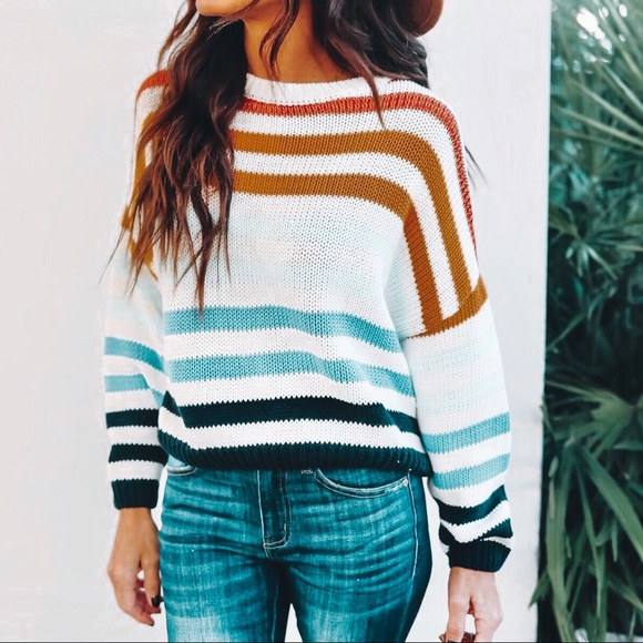 Vici Sweaters - • nwot ➳ vici cotton striped knit sweater •